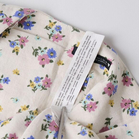 Zara Crop Blouse Top Womens L Romantic Floral Square Neck Cottage Retro Regency - Picture 6 of 7